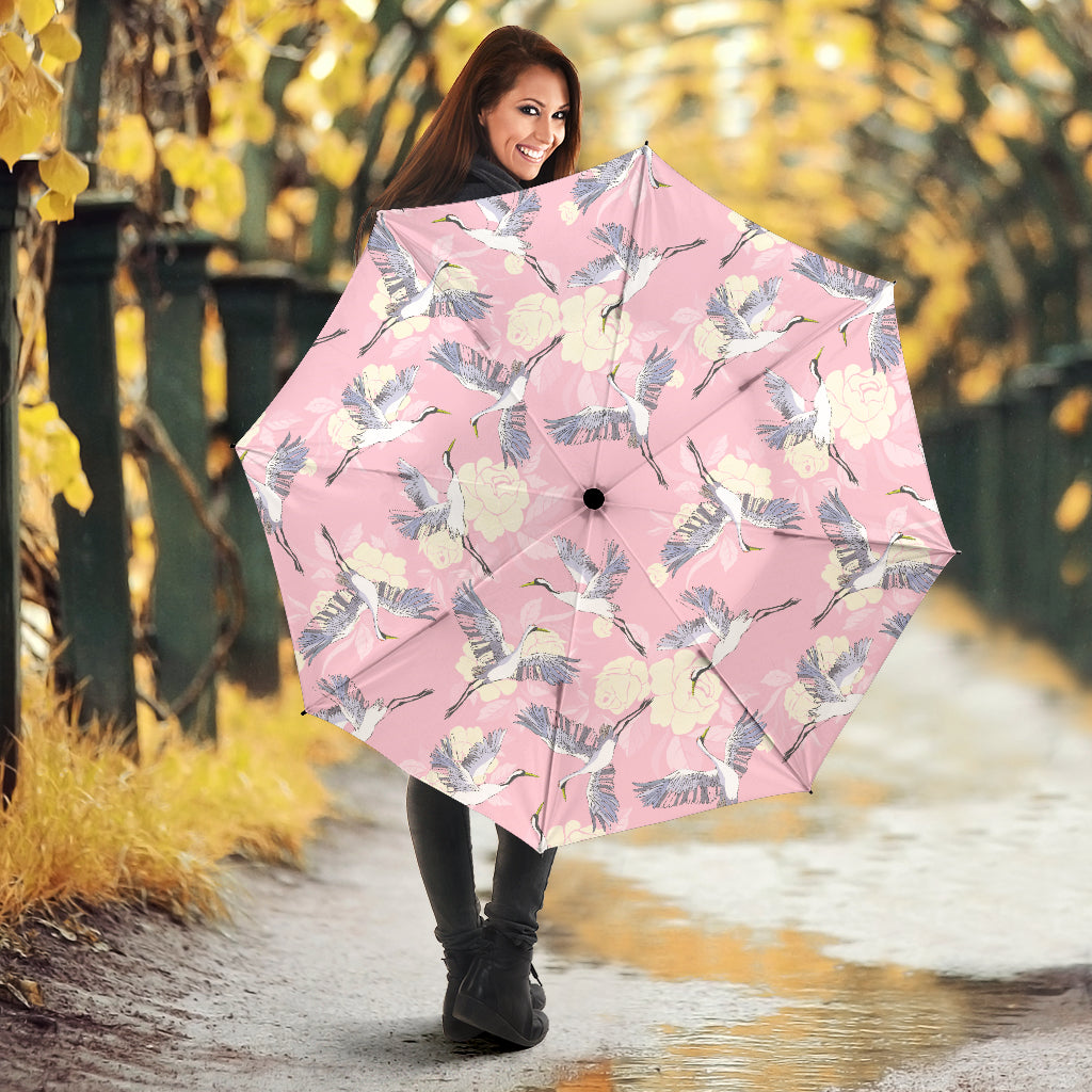 Japanese Crane Rose Pattern Umbrella