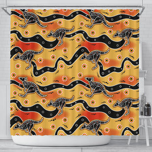 Kangaroo Australian Aboriginal Art Pattern Shower Curtain Fulfilled In US