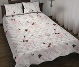Poodle dog rose cake pattern Quilt Bed Set