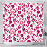 Pink Sketch Tulip Pattern Shower Curtain Fulfilled In US