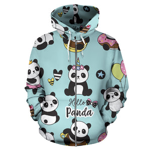 Cute Baby Panda Pattern Zip Up Hoodie