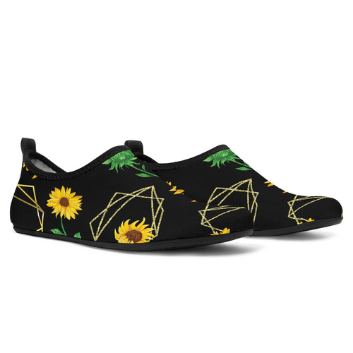 Sunflower Golden Polygonal Shapes Aqua Shoes