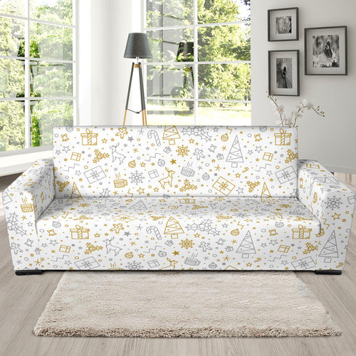 Christmas Tree Christmas Element Silver Gold Pattern Sofa Slipcover
