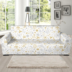 Christmas Tree Christmas Element Silver Gold Pattern Sofa Slipcover