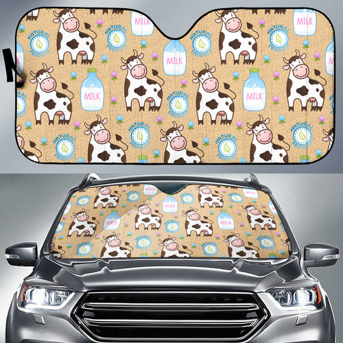 Cow Bottle Of Milk Pattern Car Sun Shade