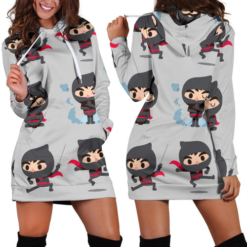 Cute Ninja Pattern Women'S Hoodie Dress