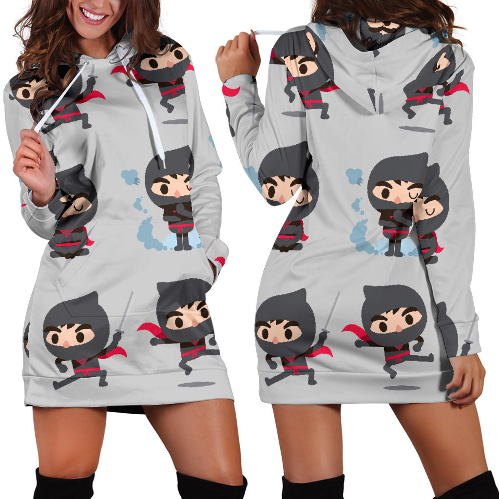 Cute Ninja Pattern Women'S Hoodie Dress