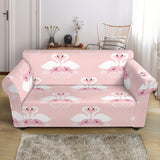 White Swan And Flower Love Pattern Loveseat Couch Slipcover