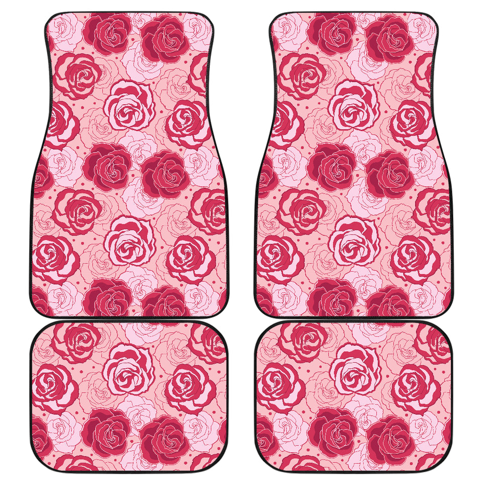 Rose Pattern Print Design 02 Front and Back Car Mats