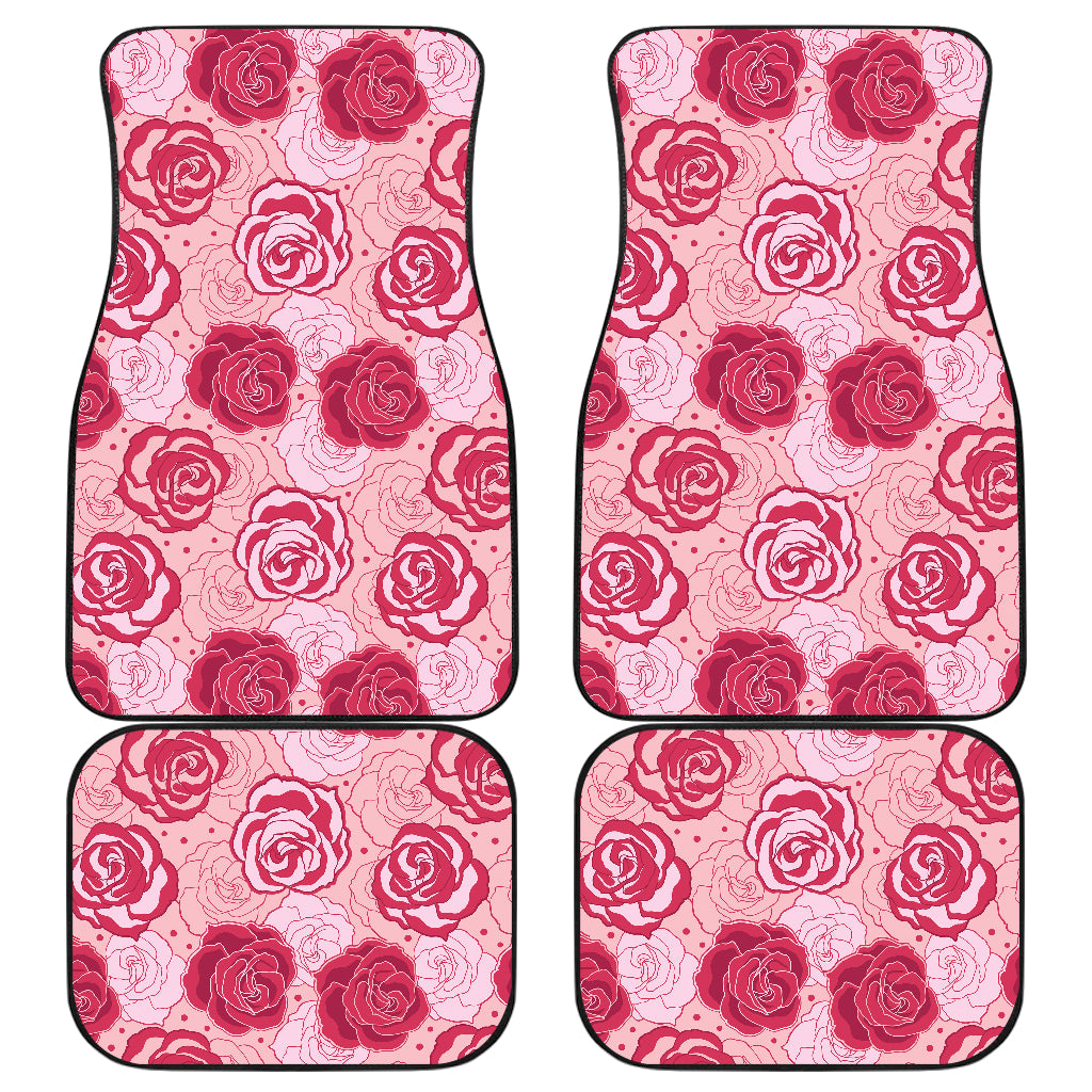 Rose Pattern Print Design 02 Front and Back Car Mats