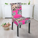 Chameleon Lizard Pattern Pink Background Dining Chair Slipcover