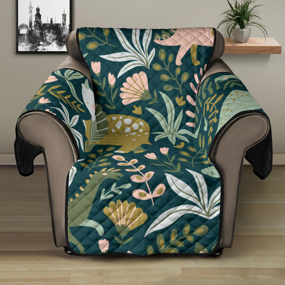 dinosaurs tropical leaves flower pattern Recliner Cover Protector