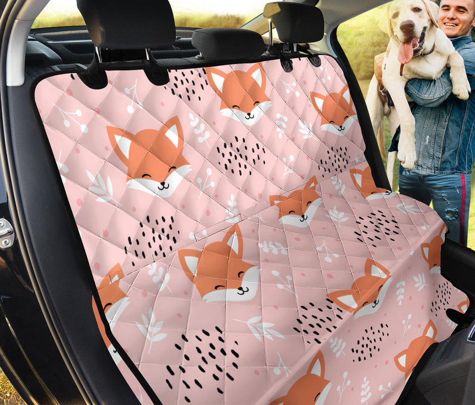 Cute Fox Pattern Pink Background Dog Car Seat Covers