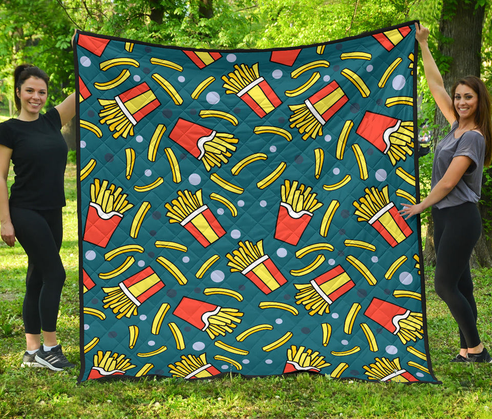French Fries Red Paper Box Pattern Premium Quilt