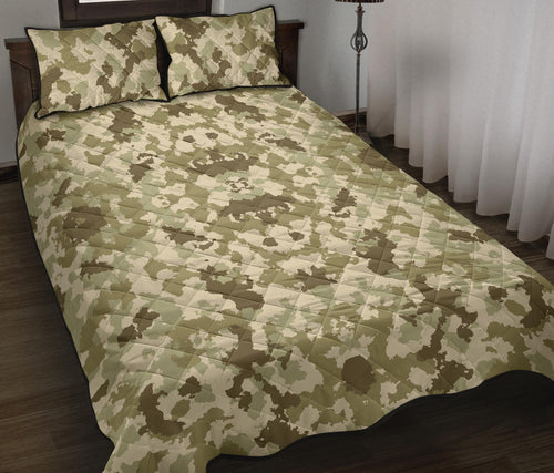 Light Green camo camouflage pattern Quilt Bed Set