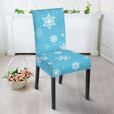 Snowflake Pattern Blue Background Dining Chair Slipcover