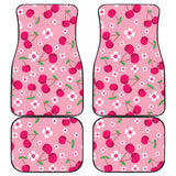 Cherry Flower Pattern Pink Background Front And Back Car Mats