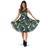 Pelican Pattern Print Design 05 Sleeveless Midi Dress