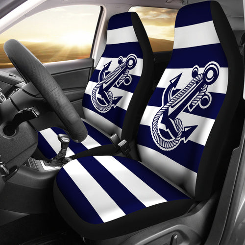 Car Seat Covers - Boat Anchor Strip Navy