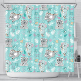 Cute Koalas Blue Background Pattern Shower Curtain Fulfilled In US