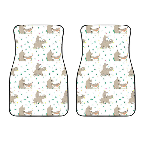 Cute Rhino Pattern Background Front Car Mats