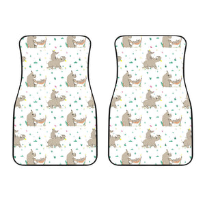 Cute Rhino Pattern Background Front Car Mats