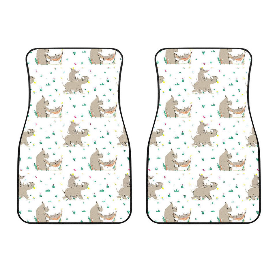 Cute Rhino Pattern Background Front Car Mats