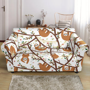 Sloths Hanging On The Tree Pattern Loveseat Couch Slipcover