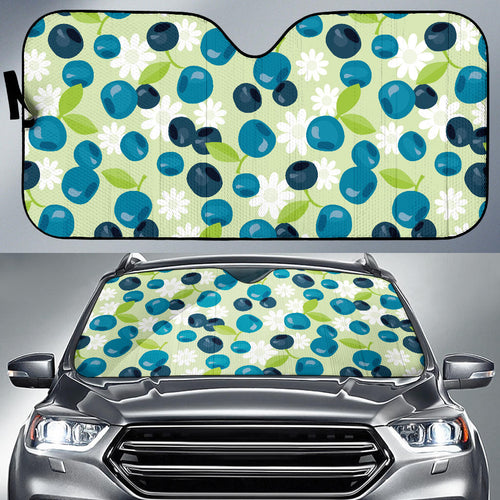 Blueberry Flower Pattern Car Sun Shade