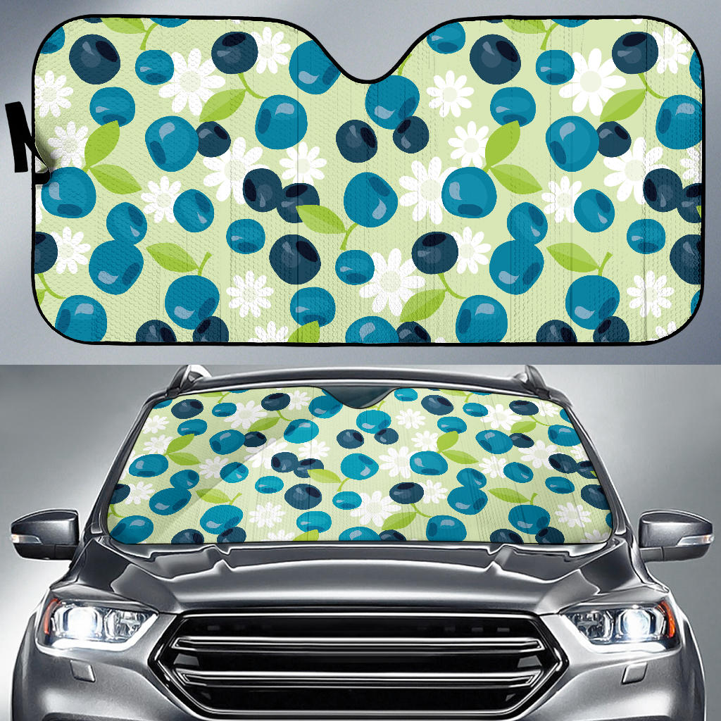 Blueberry Flower Pattern Car Sun Shade