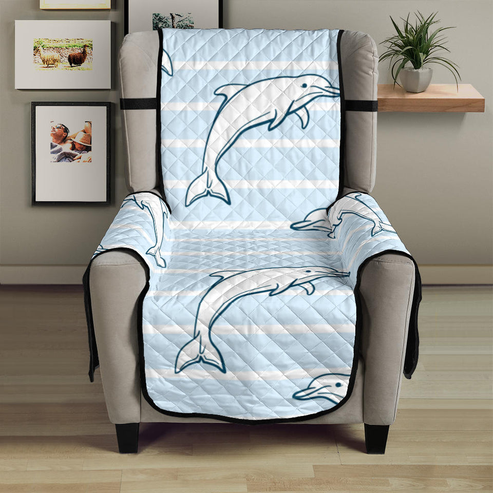 Dolphin blue striped background Chair Cover Protector