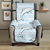 Dolphin blue striped background Chair Cover Protector