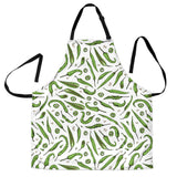 Hand Drawn Sketch Style Green Chili Peppers Pattern Adjustable Apron