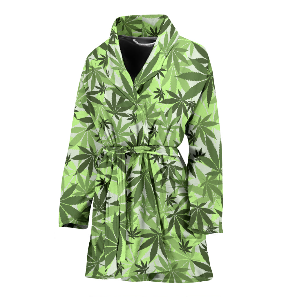 Canabis Marijuana Weed Pattern Print Design 01 Women's Bathrobe