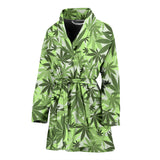 Canabis Marijuana Weed Pattern Print Design 01 Women's Bathrobe