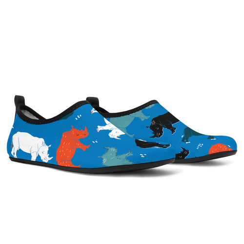 Colorful Rhino Pattern Aqua Shoes