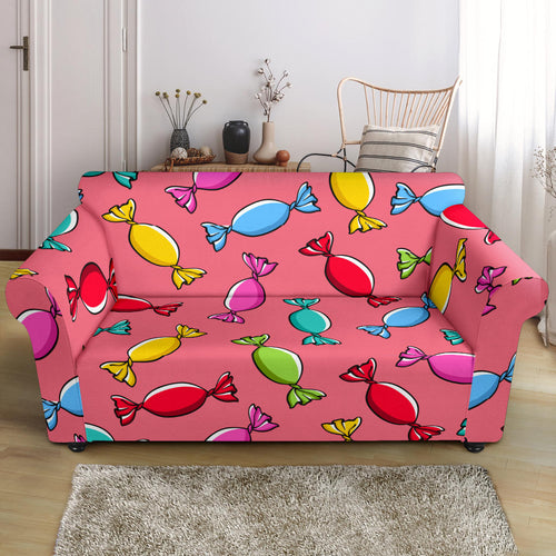 Colorful Wrapped Candy Pattern Loveseat Couch Slipcover
