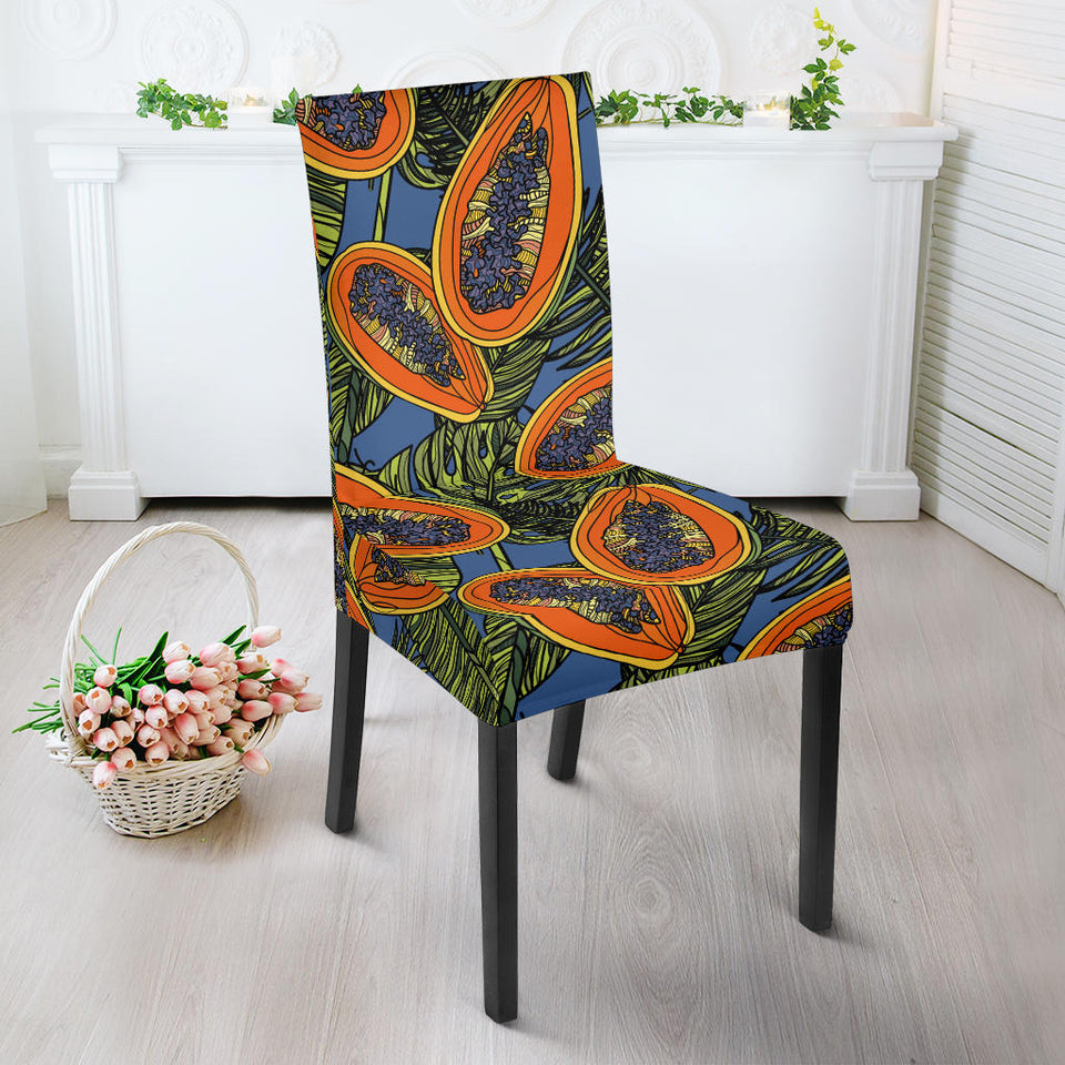 Colorful Papaya Tropical Leaves Dining Chair Slipcover