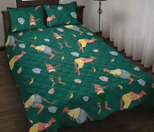 Kangaroo leaves pattern Quilt Bed Set