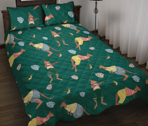Kangaroo leaves pattern Quilt Bed Set