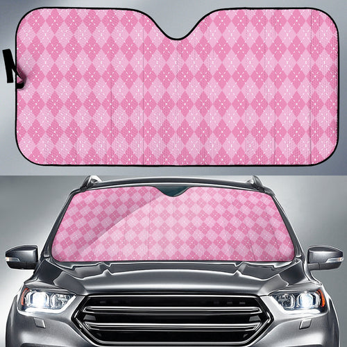 Pink Argyle Car Sun Shade Auto Sun Shade