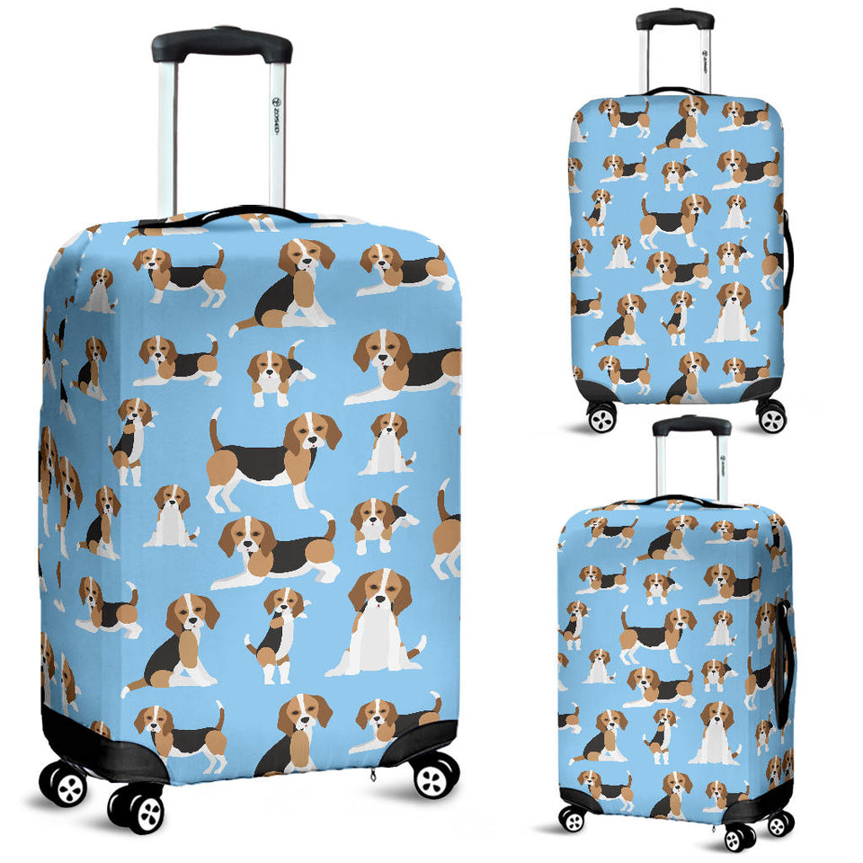 Beagle Dog Blue Background Pattern Luggage Covers