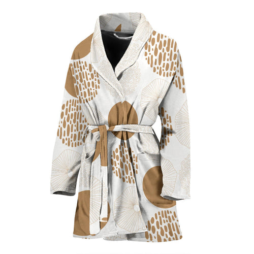 Gold Texture Mushroom Pattern Women'S Bathrobe