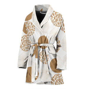 Gold Texture Mushroom Pattern Women'S Bathrobe