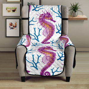 Purple seahorse blue coral pattern Chair Cover Protector