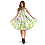 Green Peas Pattern Print Design 03 Sleeveless Midi Dress