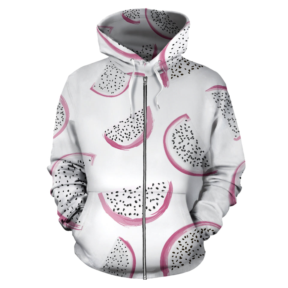 Dragon Fruit Pattern Zip Up Hoodie