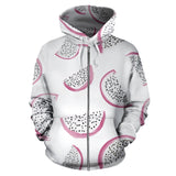 Dragon Fruit Pattern Zip Up Hoodie