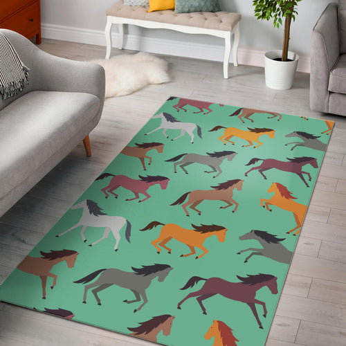 Colorful Horses Pattern Area Rug