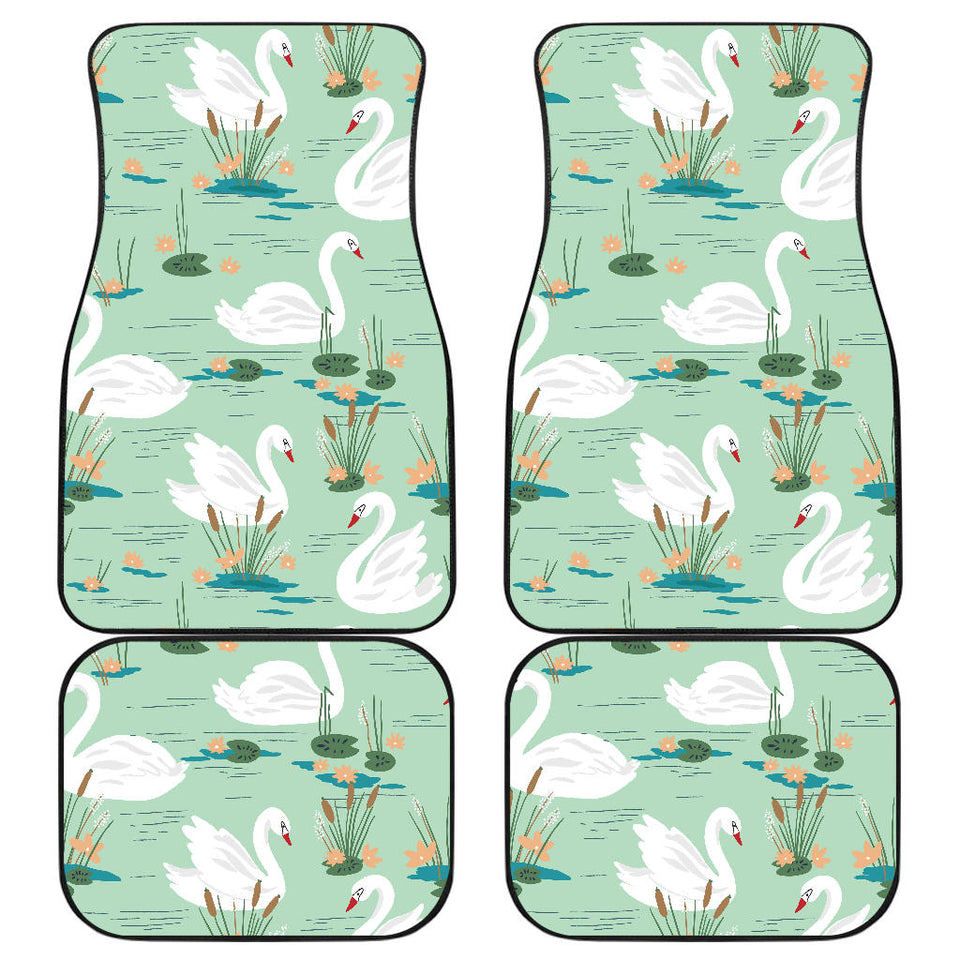 White Swan Lake Pattern Front And Back Car Mats